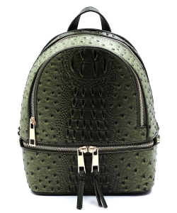Ostrich Croc Backpack OS1082 OLIVE
